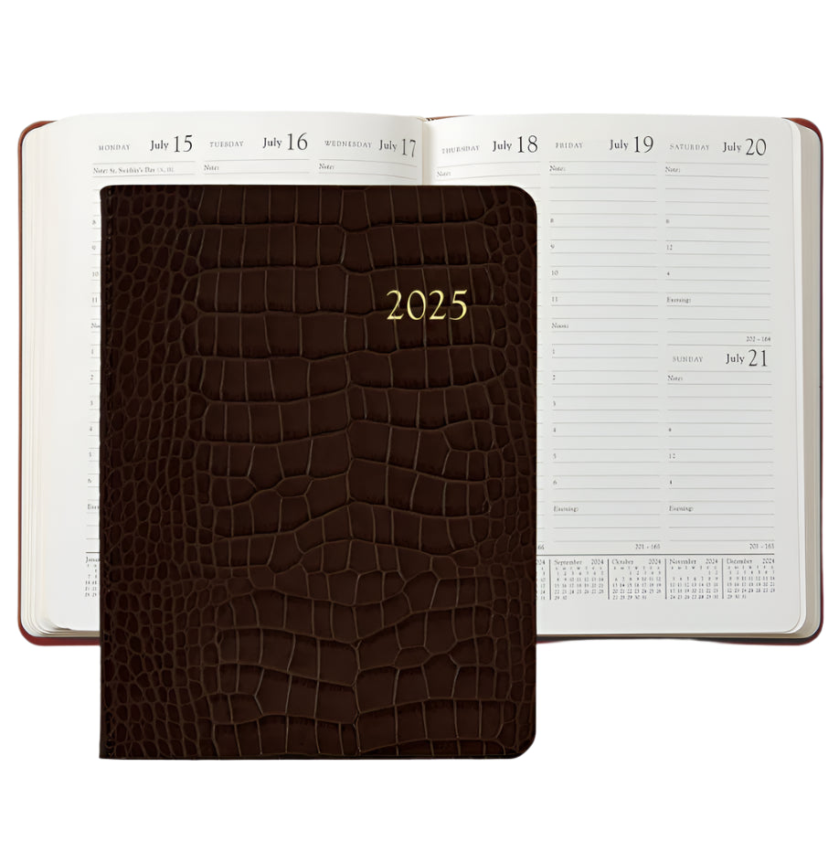 2025 Embossed Crocodile Leather Desk Diary