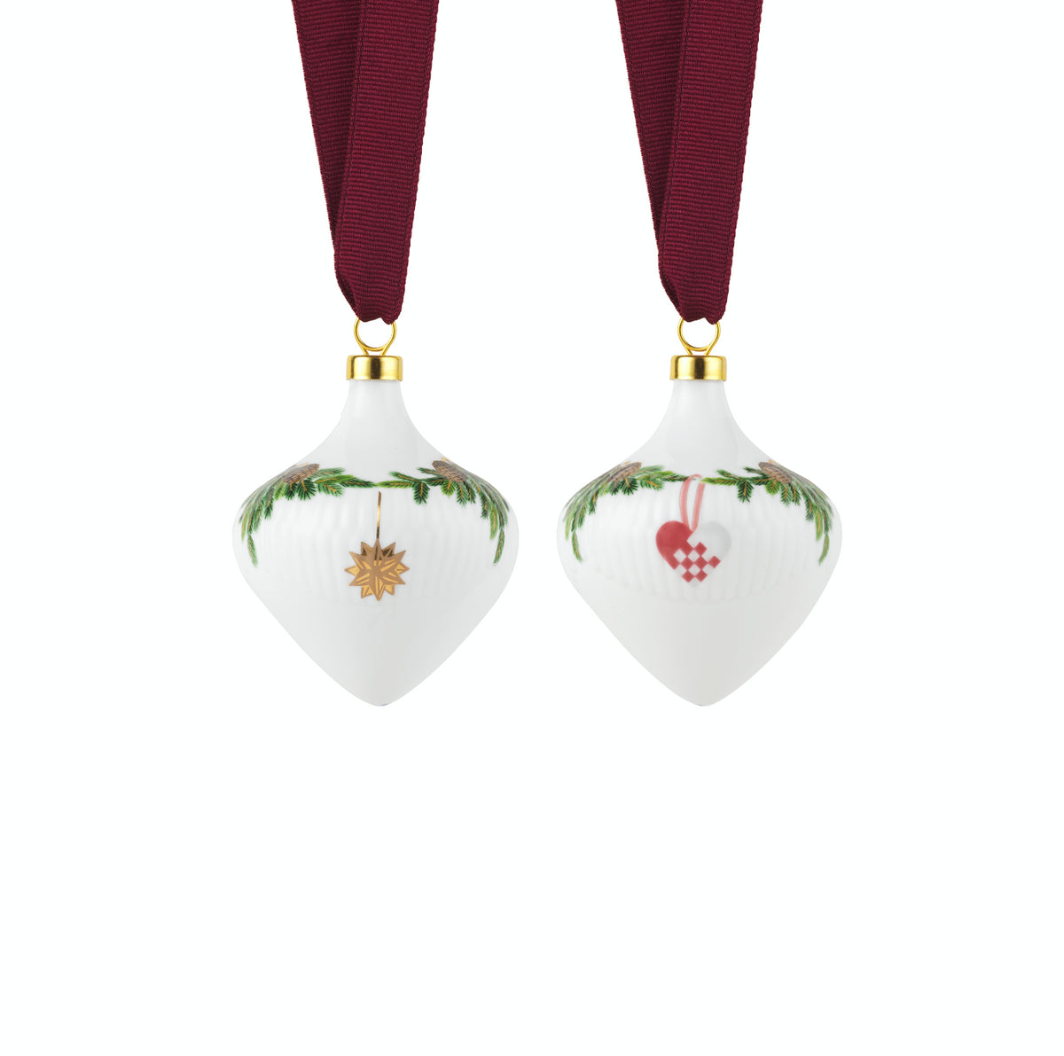 Star Fluted Christmas Ornament Set, Set of 2