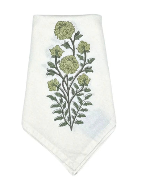 Green Flower Motif Napkin