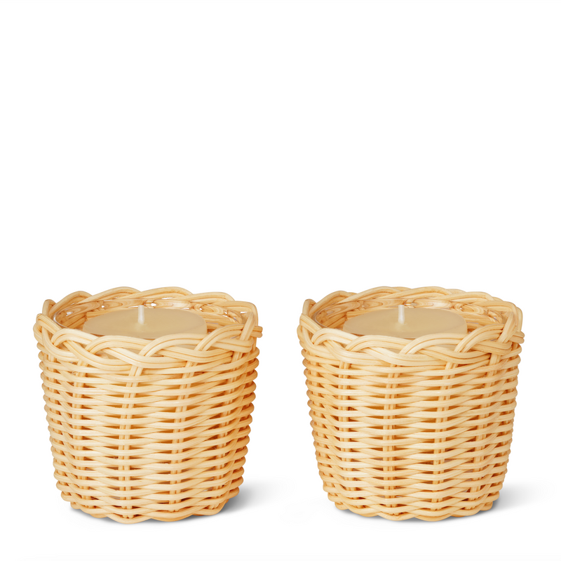 Freya Wicker Votives, Set of 2