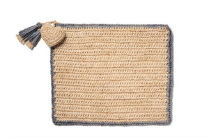 Large Raffia Pouch with Border