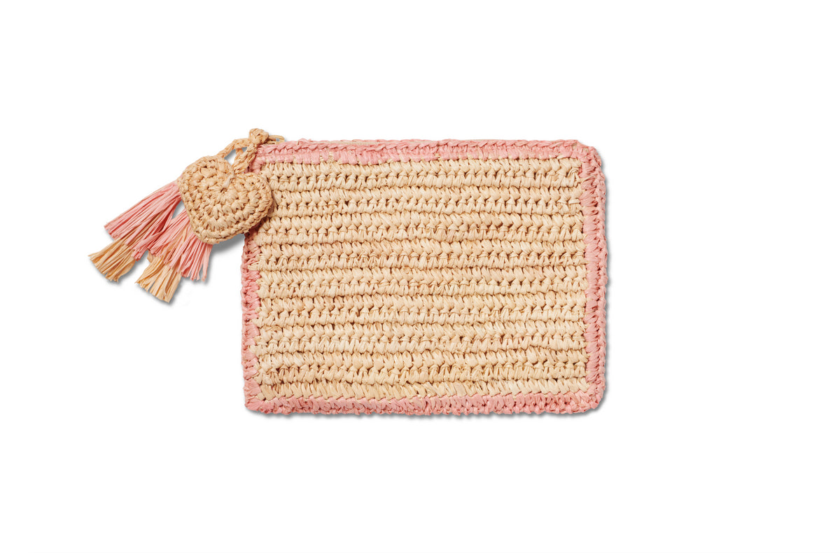 Small Raffia Pouch with Border