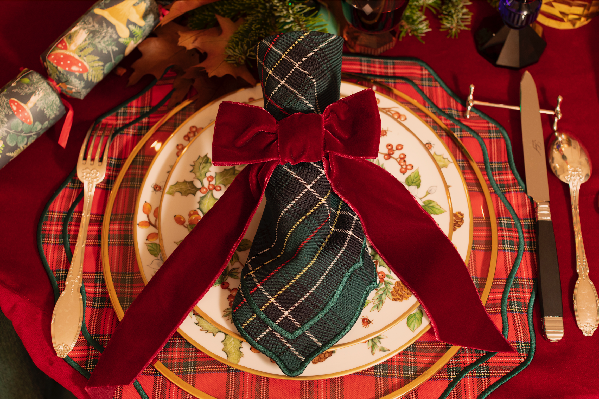 Burgundy Velvet Napkin Bows, Set of 4