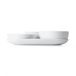 White Fluted Serving Set 4Pc