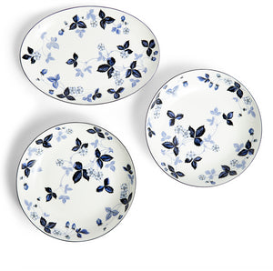 Wild Strawberry Inky Blue Dinnerware, Set of 15