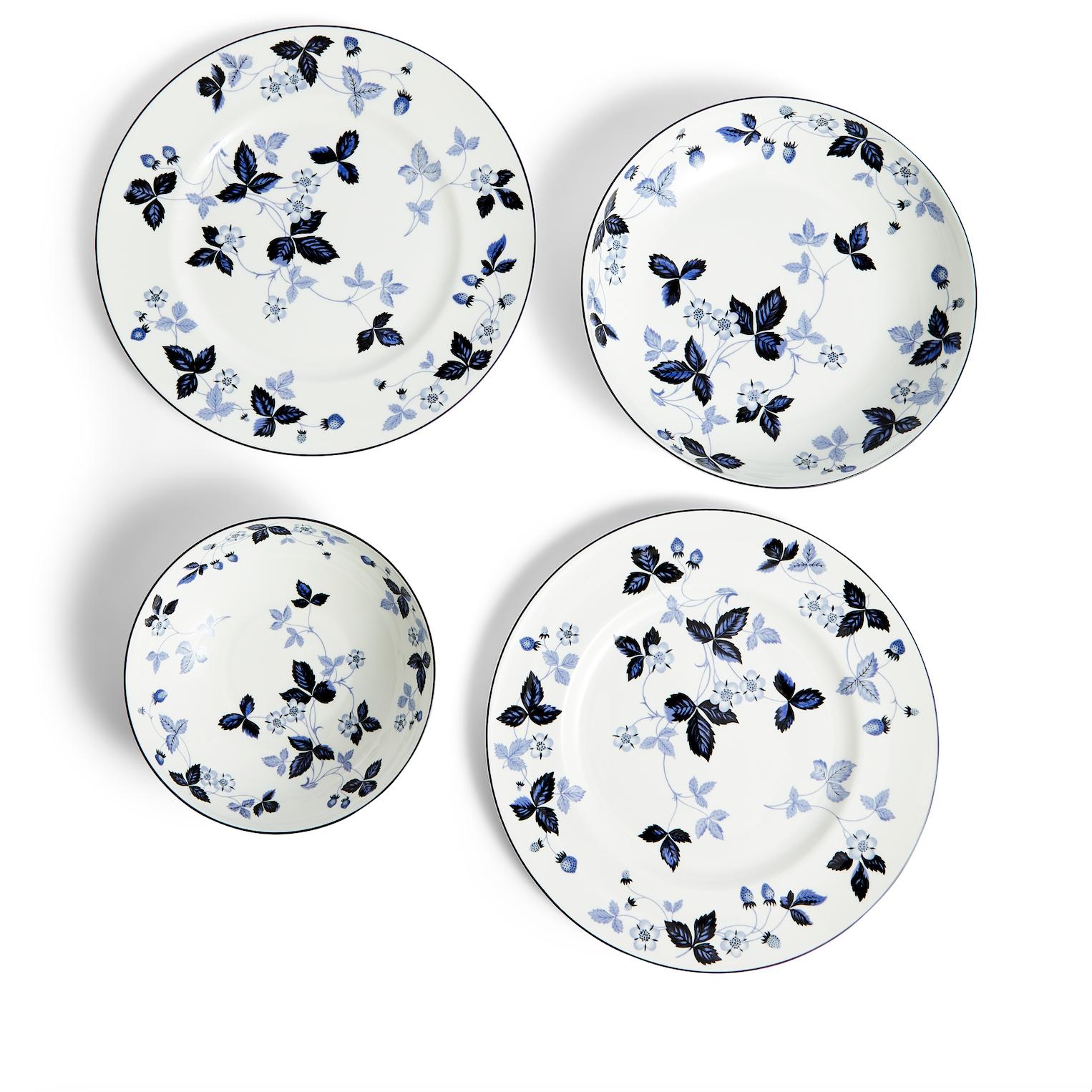 Wild Strawberry Inky Blue Dinnerware, Set of 8