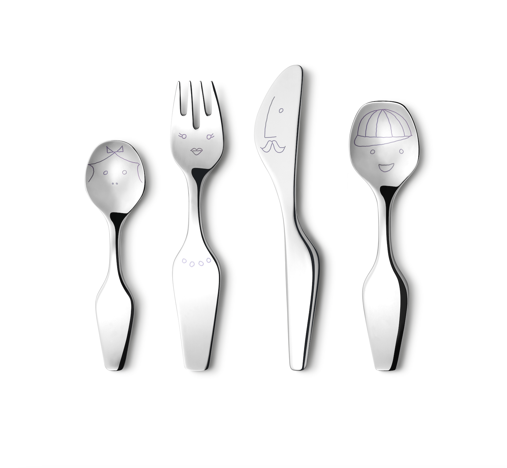 Alfredo Twist Family Cutlery Sterling Silver, Set of 4