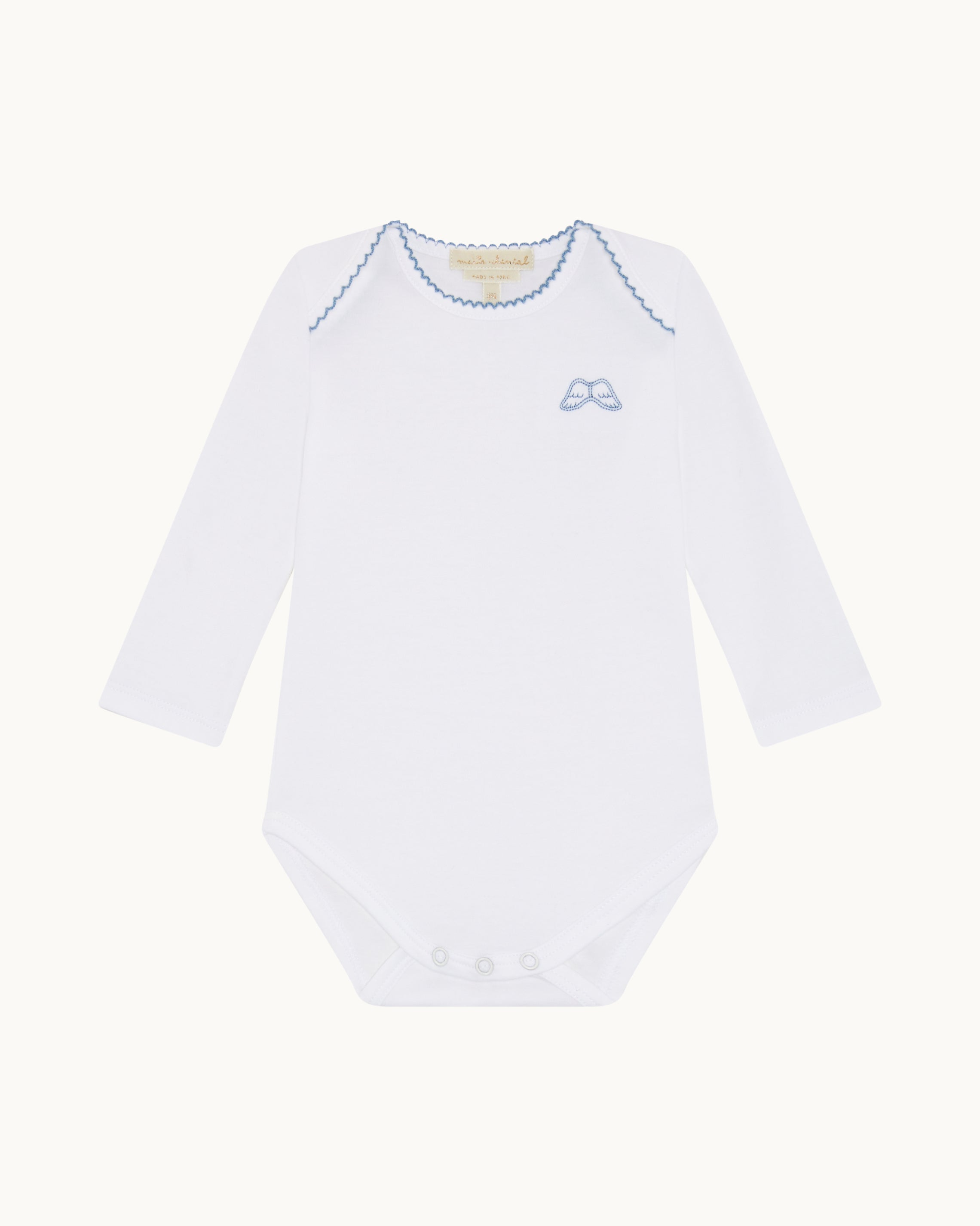 Angel Wing Picot Long Sleeve Onesies in Blue Fade, Set of 7