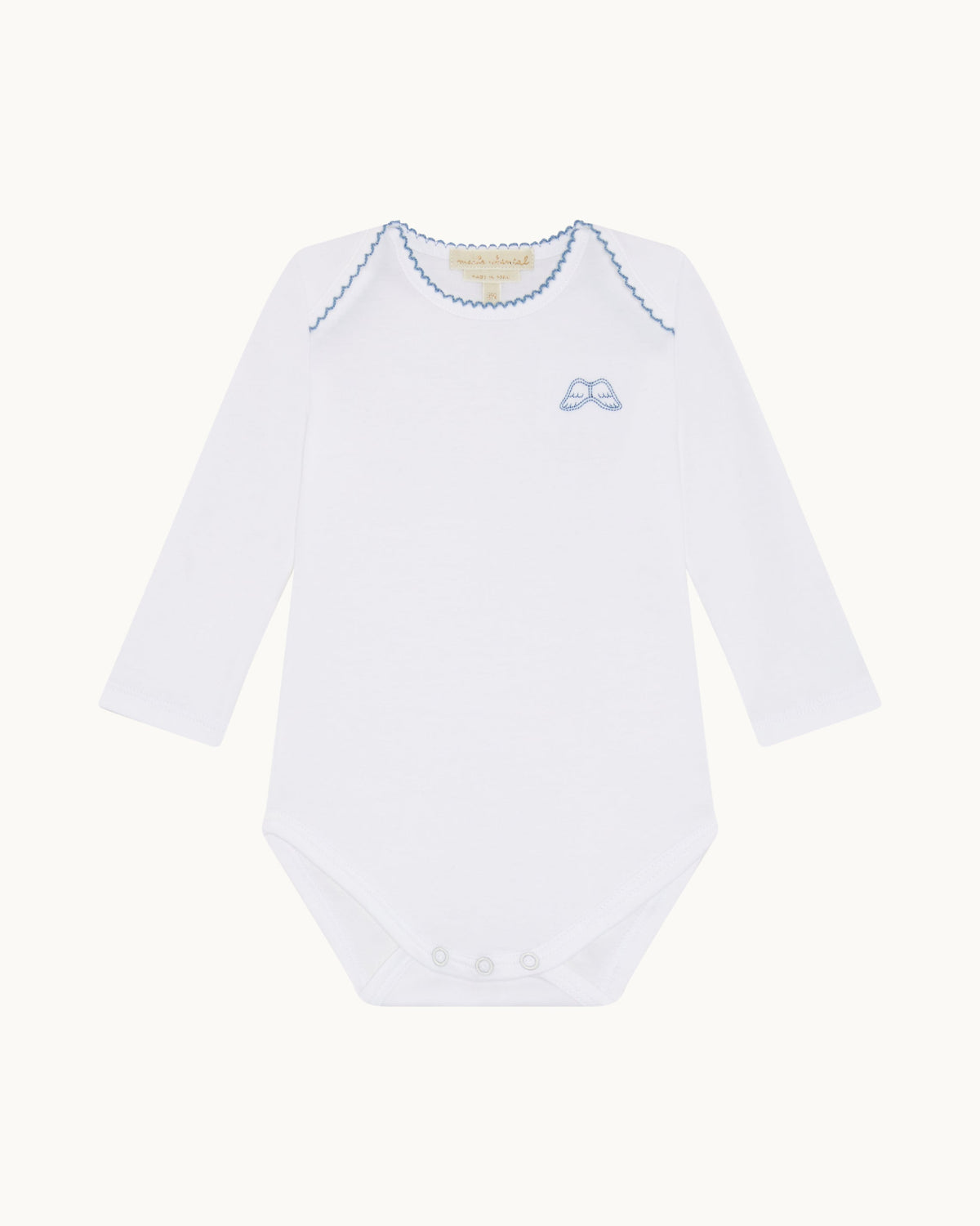 Angel Wing Picot Long Sleeve Onesies in Blue Fade, Set of 7