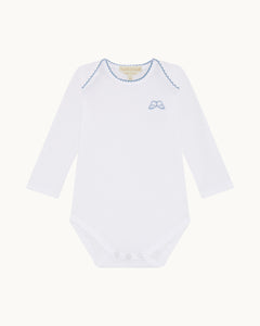 Angel Wing Picot Long Sleeve Onesies in Blue Fade, Set of 7