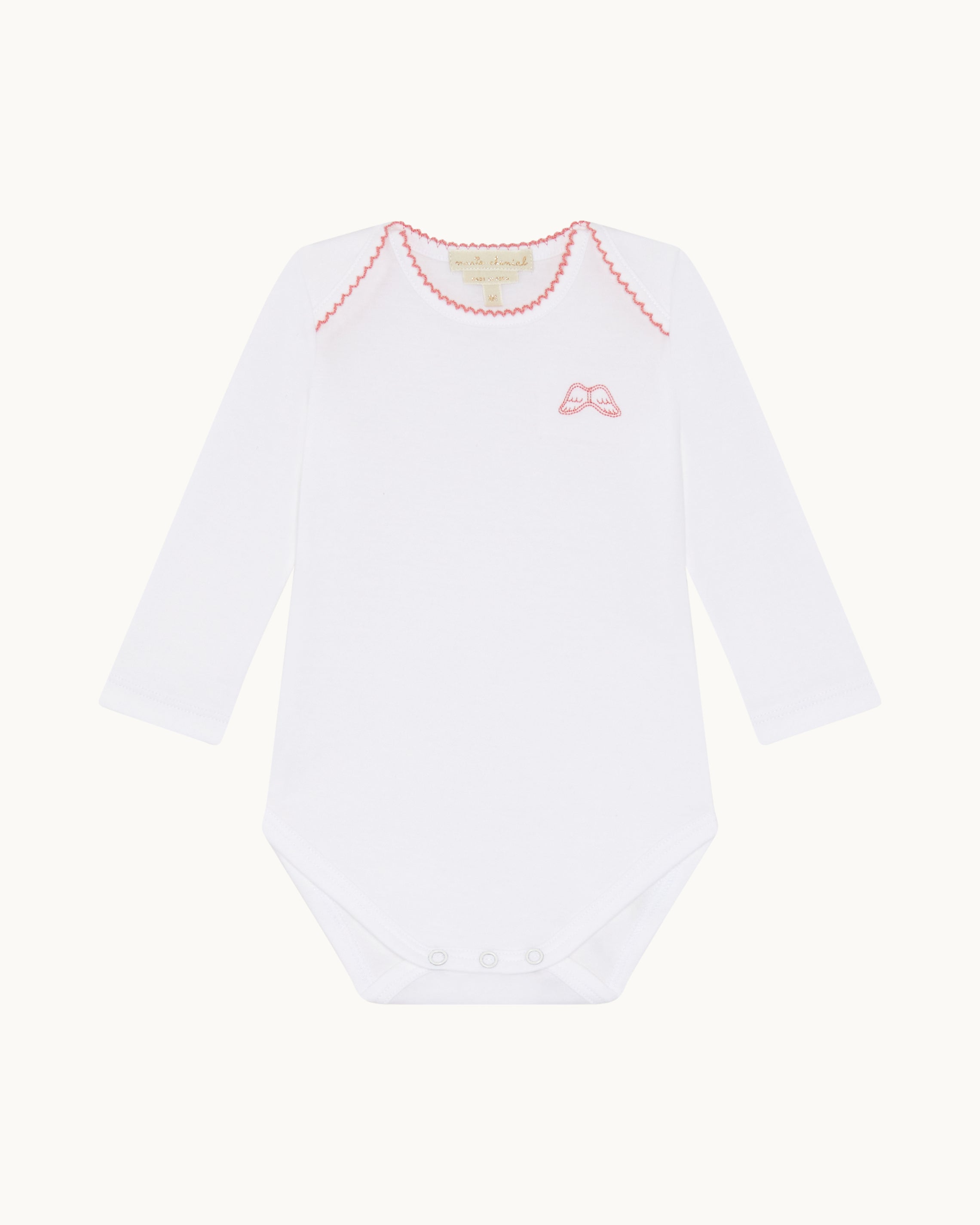 Angel Wing Picot Long Sleeve Onesies in Pink Fade, Set of 7