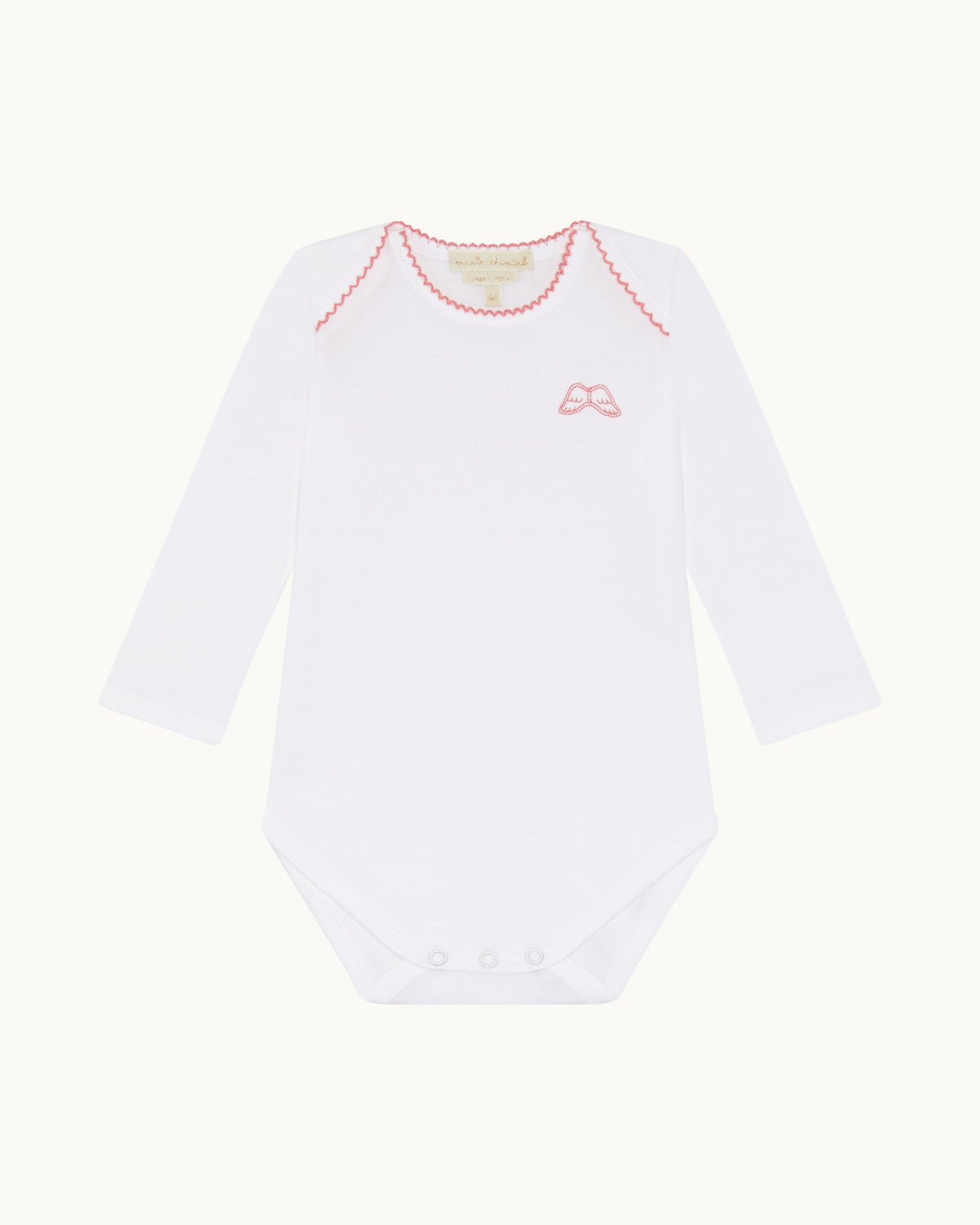 Angel Wing Picot Long Sleeve Onesies in Pink Fade, Set of 7