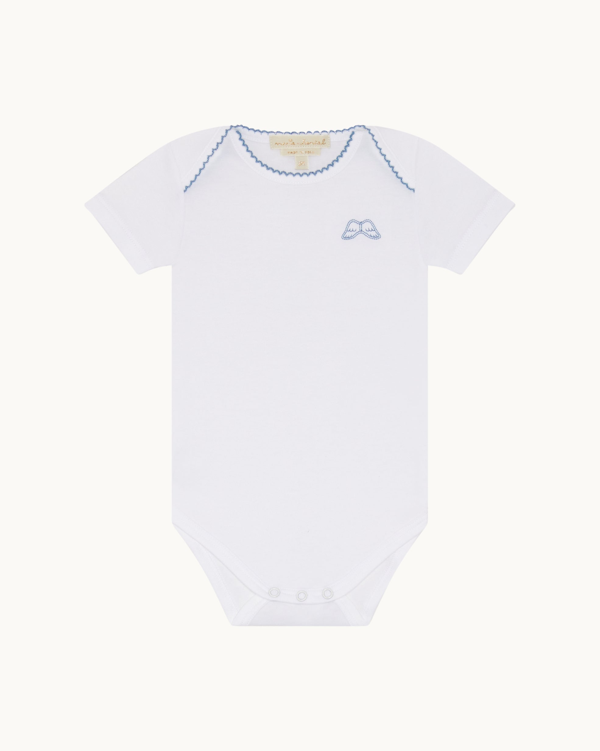 Angel Wing Picot Short Sleeve Onesies in Blue Fade, Set of 7