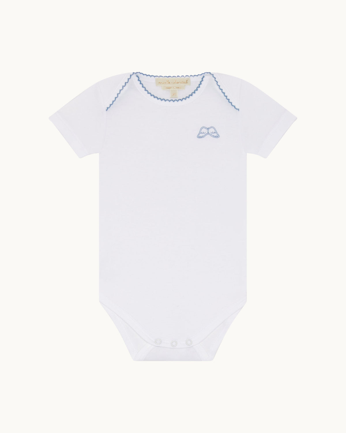 Angel Wing Picot Short Sleeve Onesies in Blue Fade, Set of 7