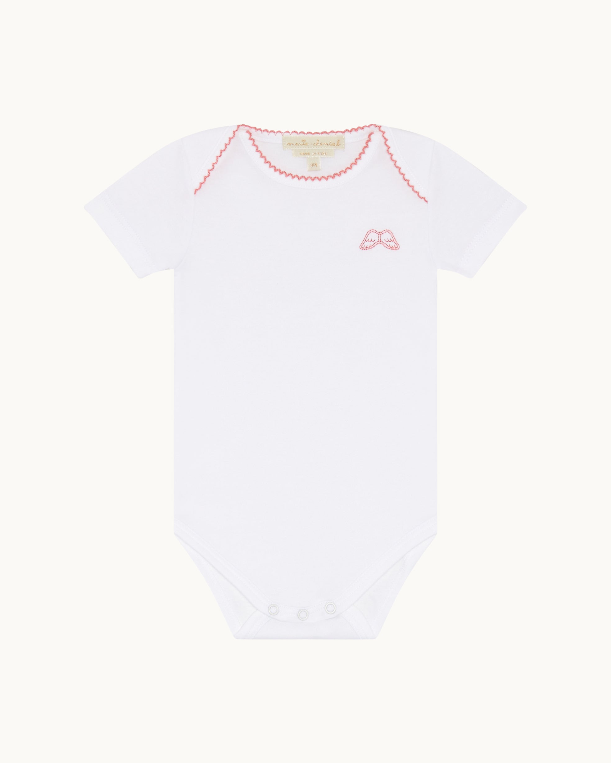 Angel Wing Picot Short Sleeve Onesies in Pink Fade, Set of 7