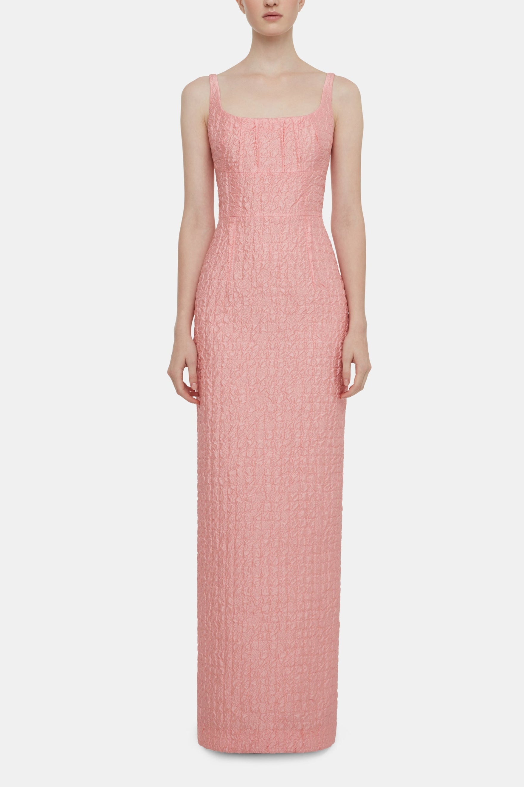 Sharon Dress In Matte Pink Seersucker