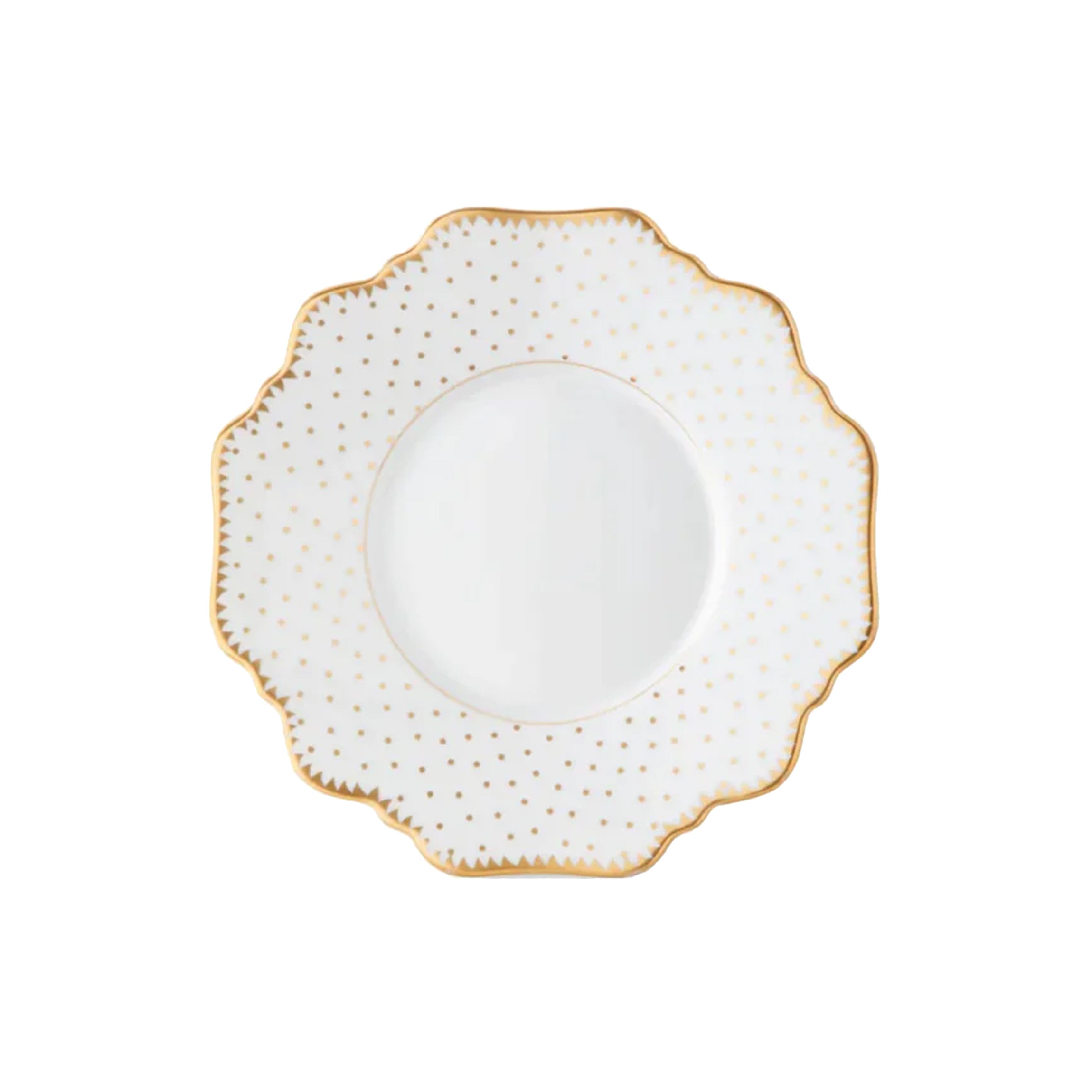 Simply Anna Antique Polka Tea Saucer in White/Gold