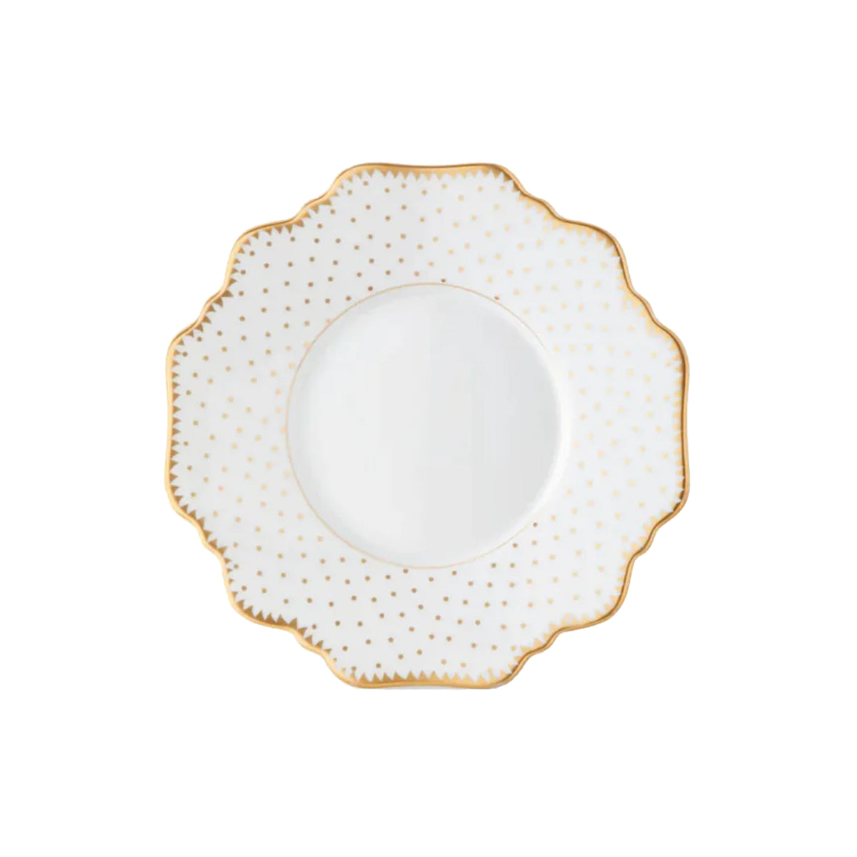 Simply Anna Antique Polka Tea Saucer in White/Gold