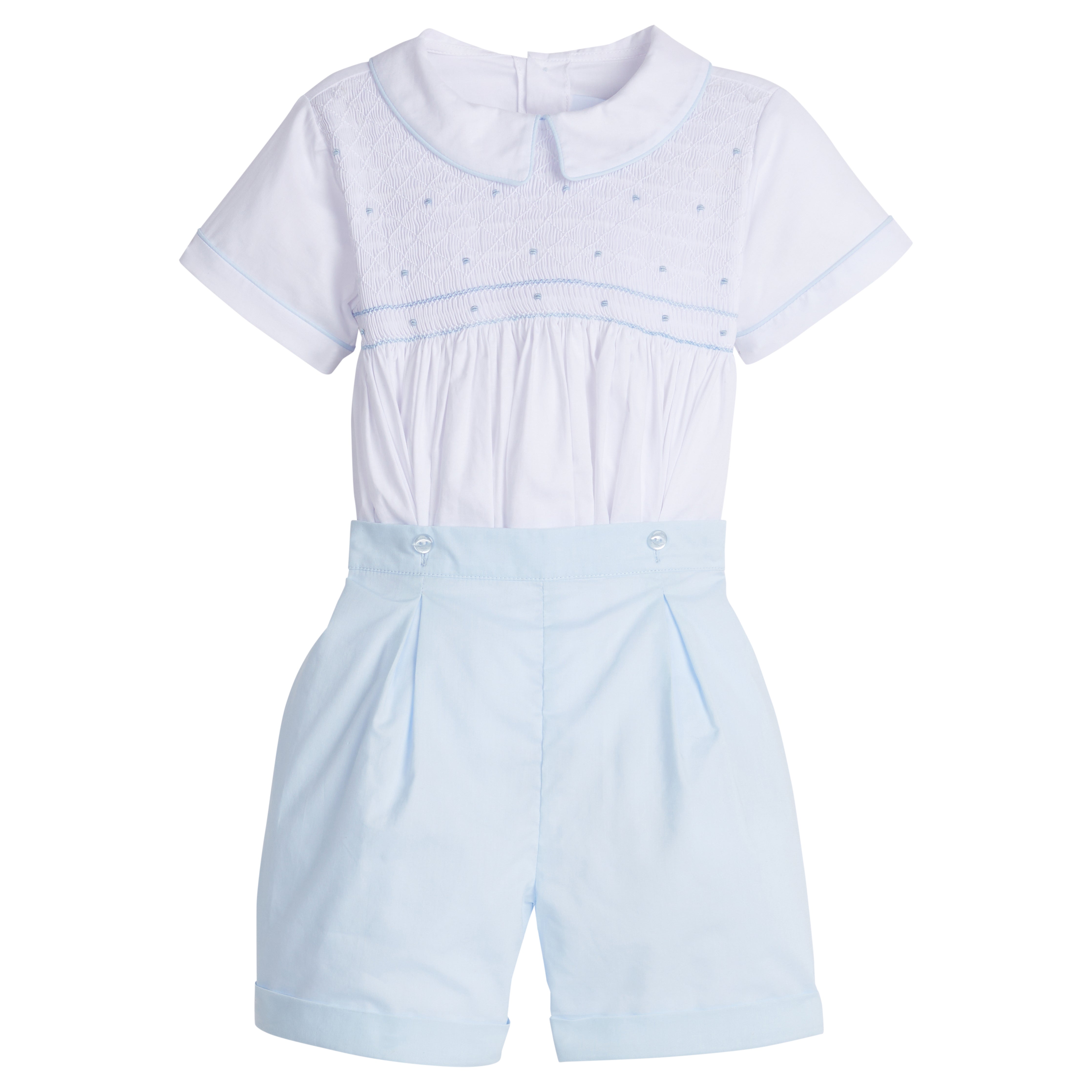 Smocked Theodore Short Set Light Blue