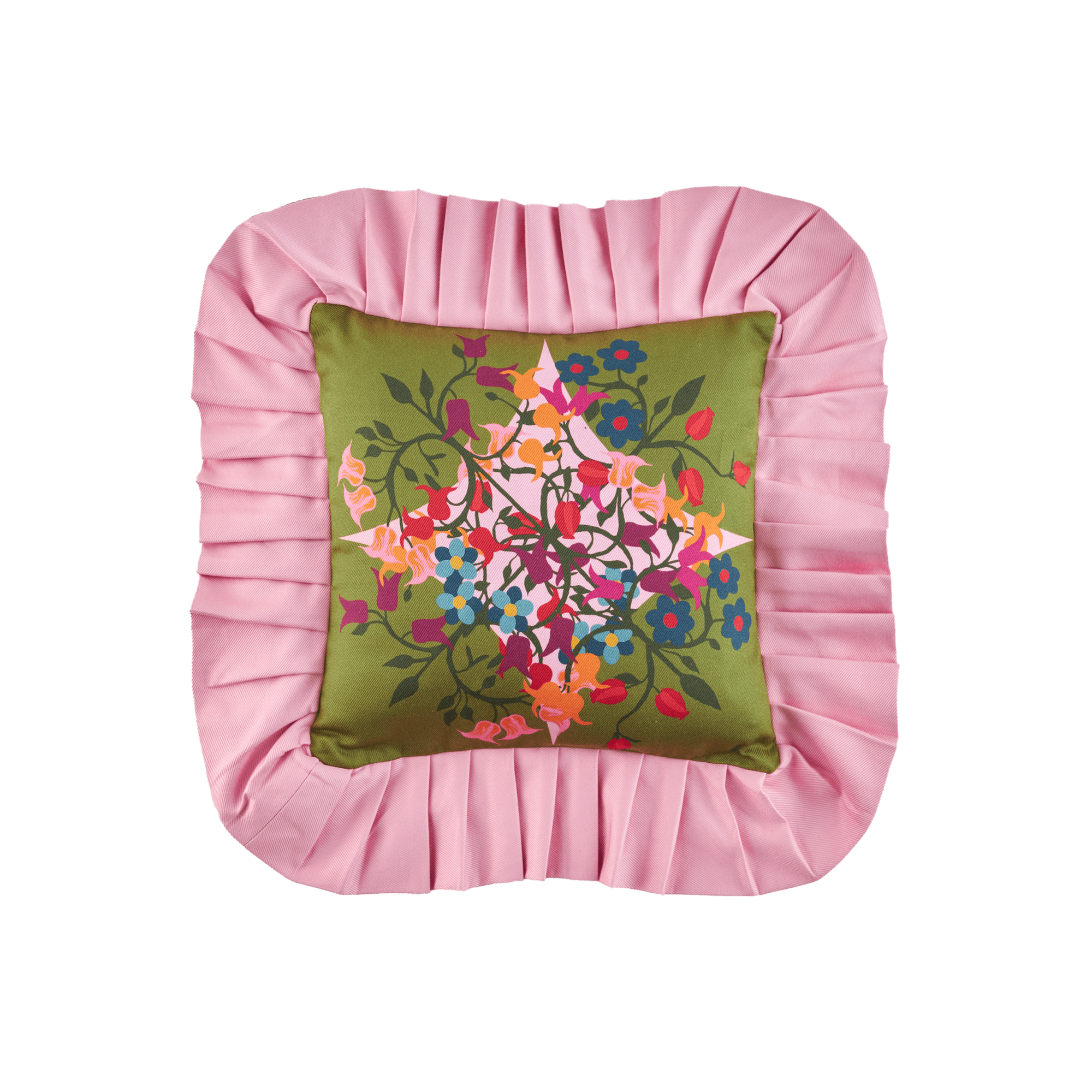 Ruffled Pillow Cover Blumen Green - Sophie Williamson Design