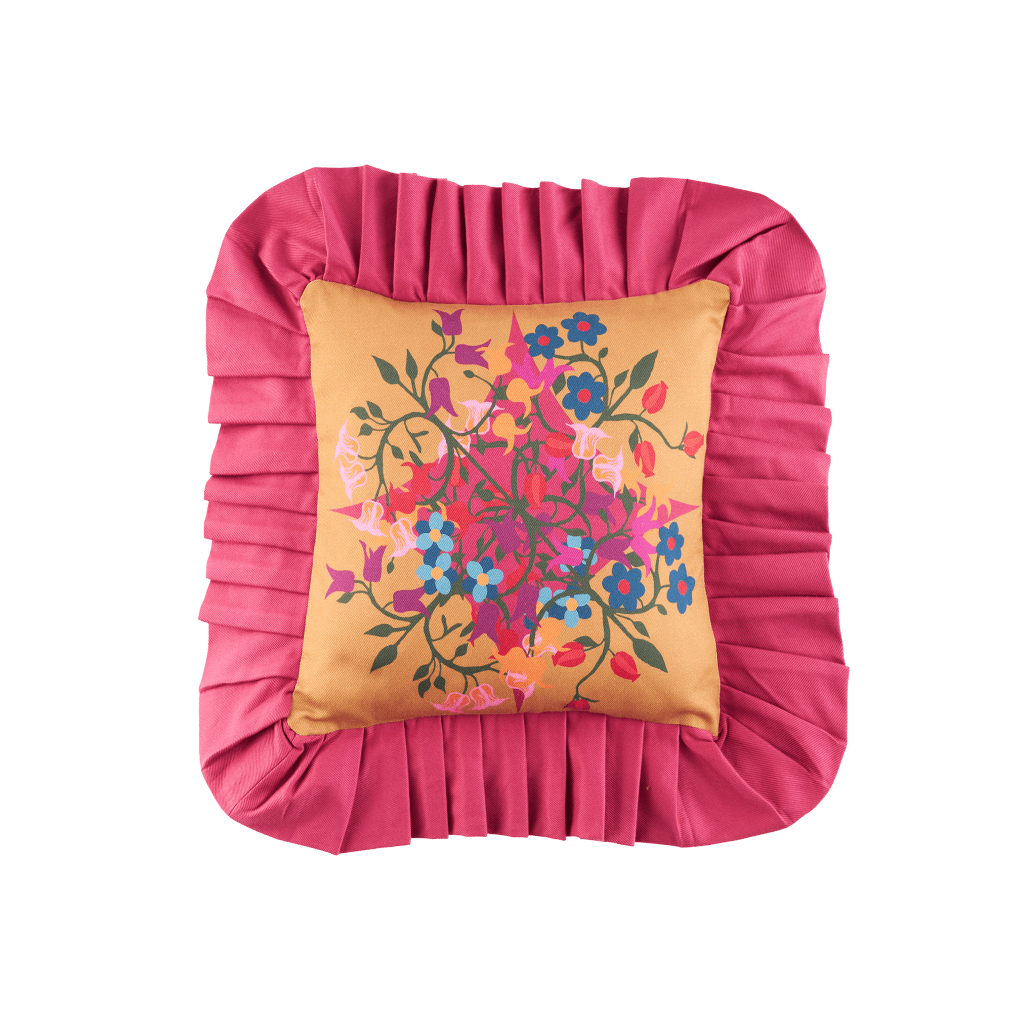 Ruffled Pillow Cover Blumen Orange - Sophie Williamson Design