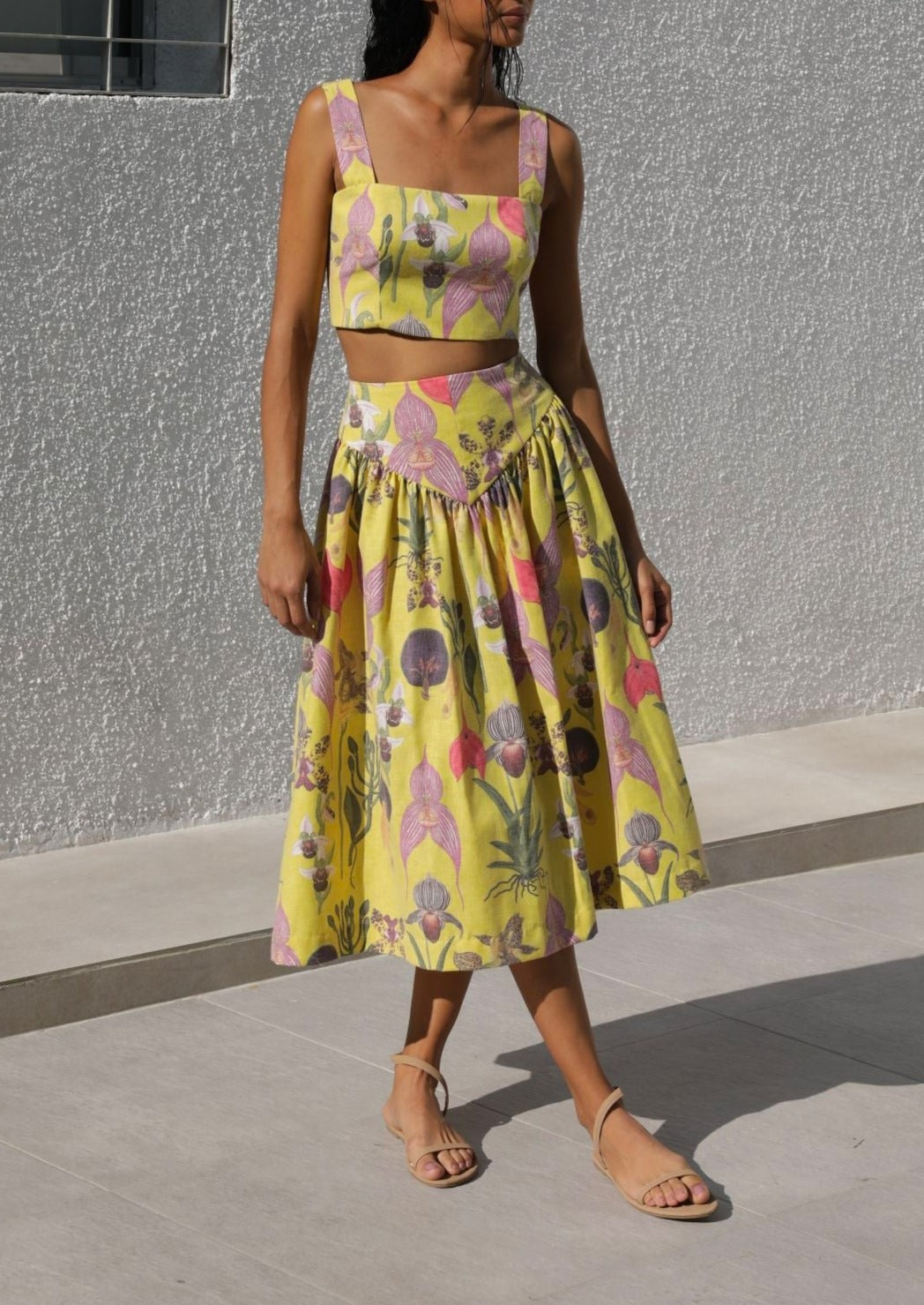 SOTAVENTO MIDI SKIRT IN BOTANICA YELLOW PRINT - No Pise La Grama Web