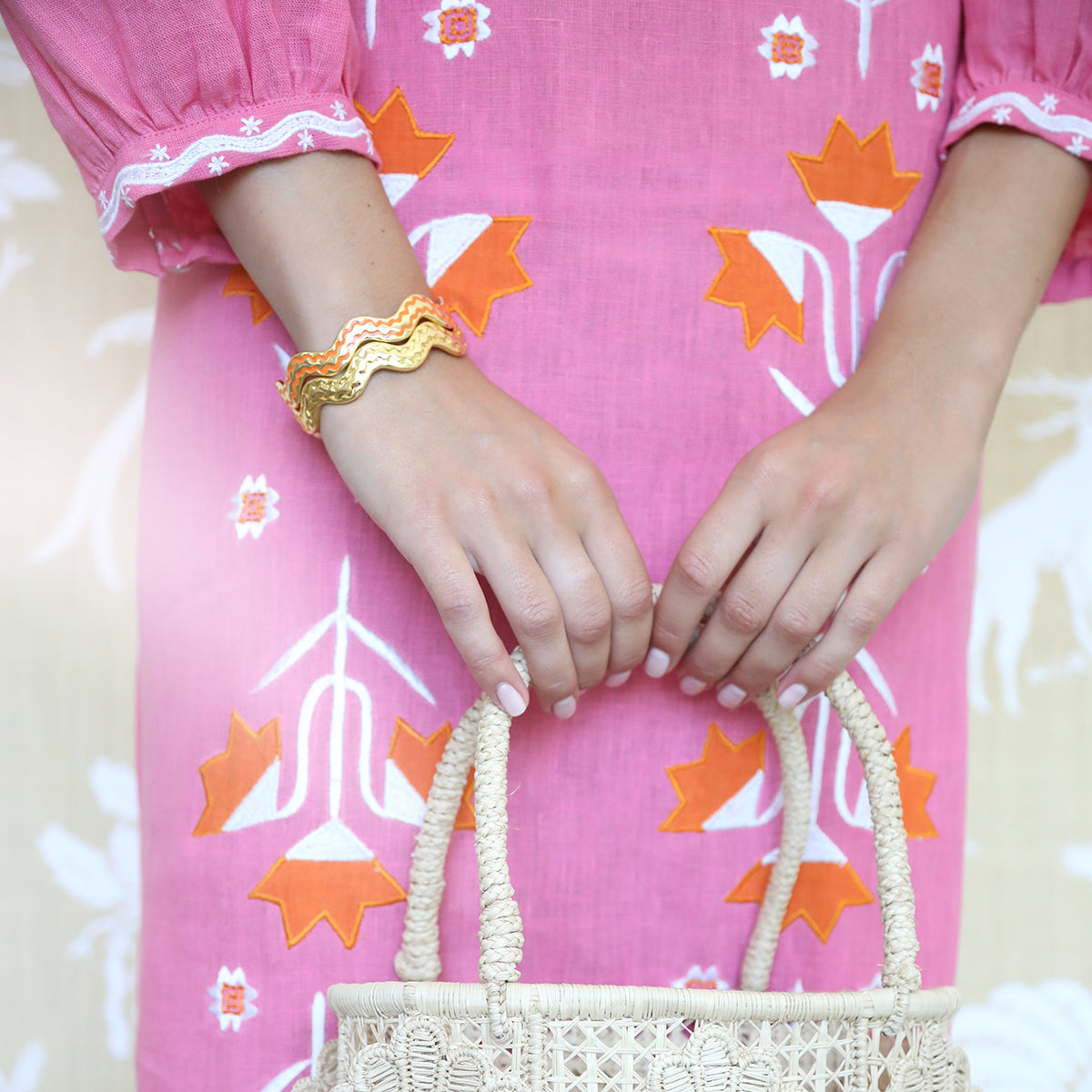 Stacking Squiggle Cuff in Orange