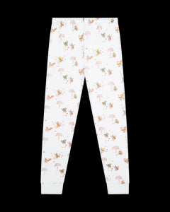 Squirrel Print Henley Pajamas in White