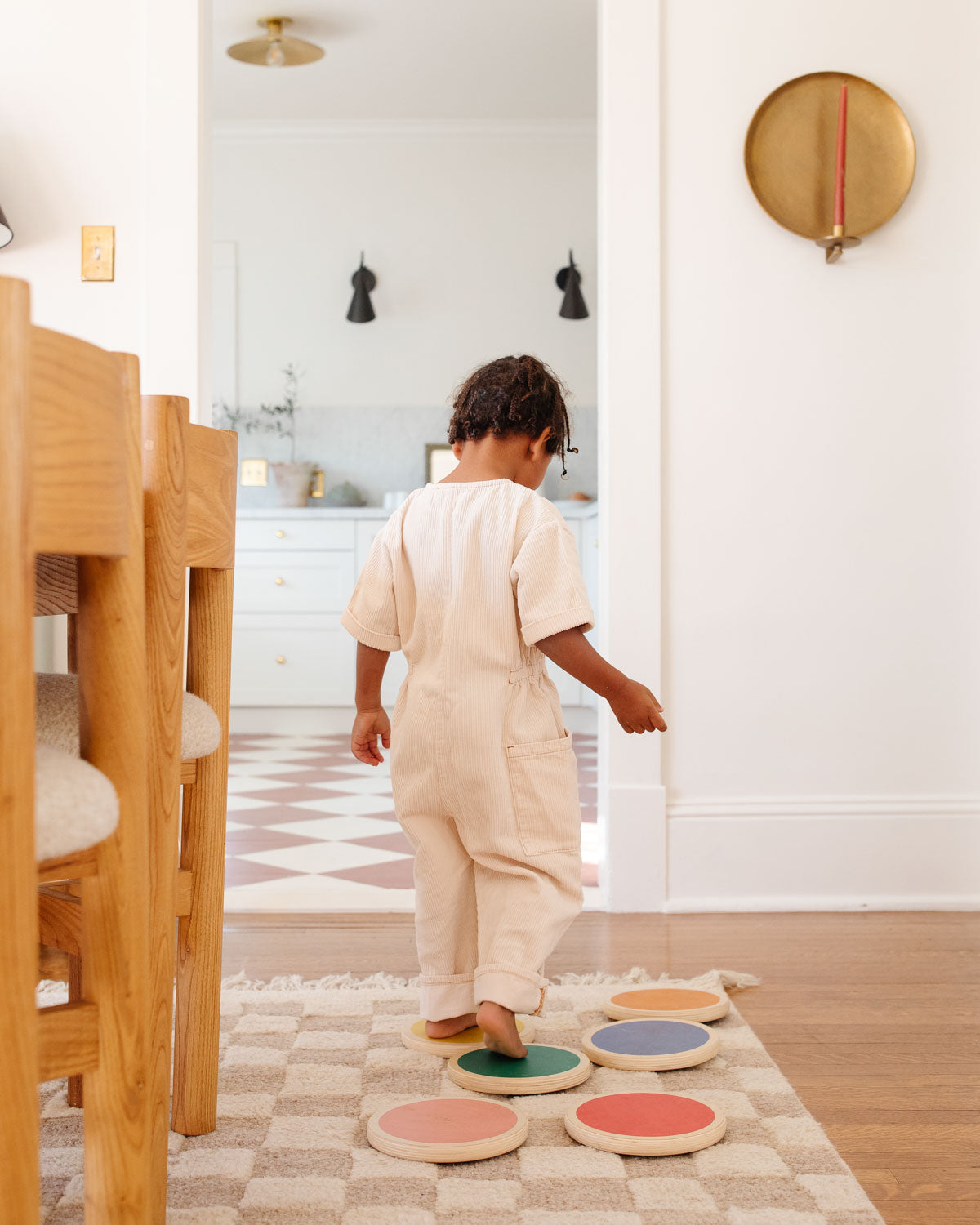 Wooden colorful stepping stones kids toy