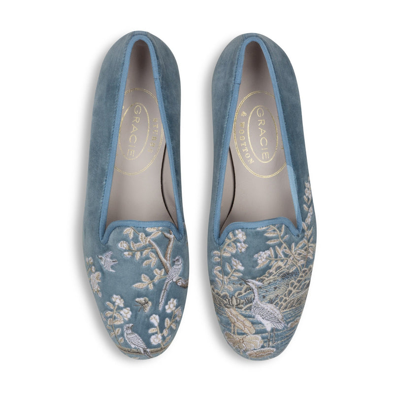 Winter Garden Sky Velvet Slipper
