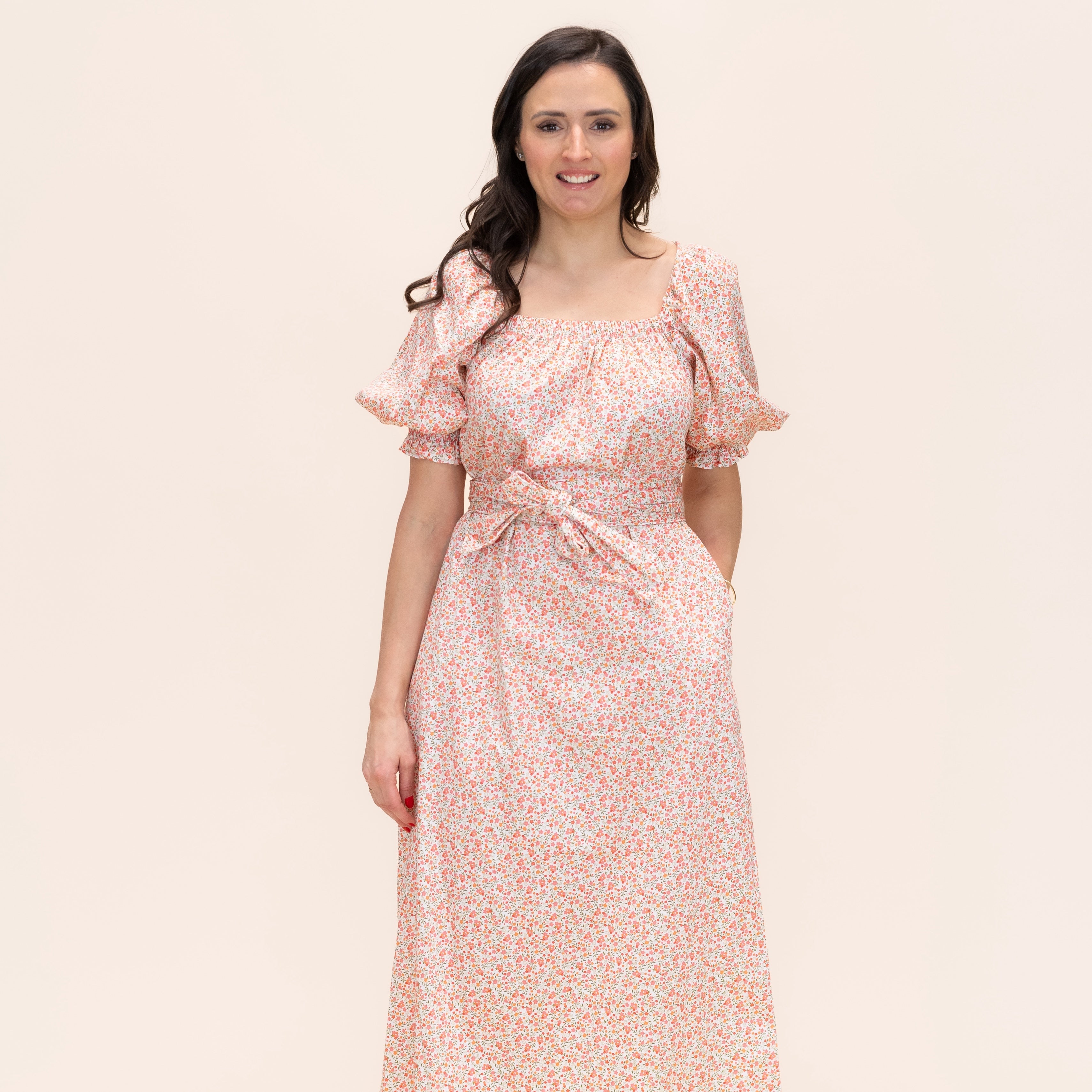 Women’s Bonjour Dress in Peach Floral