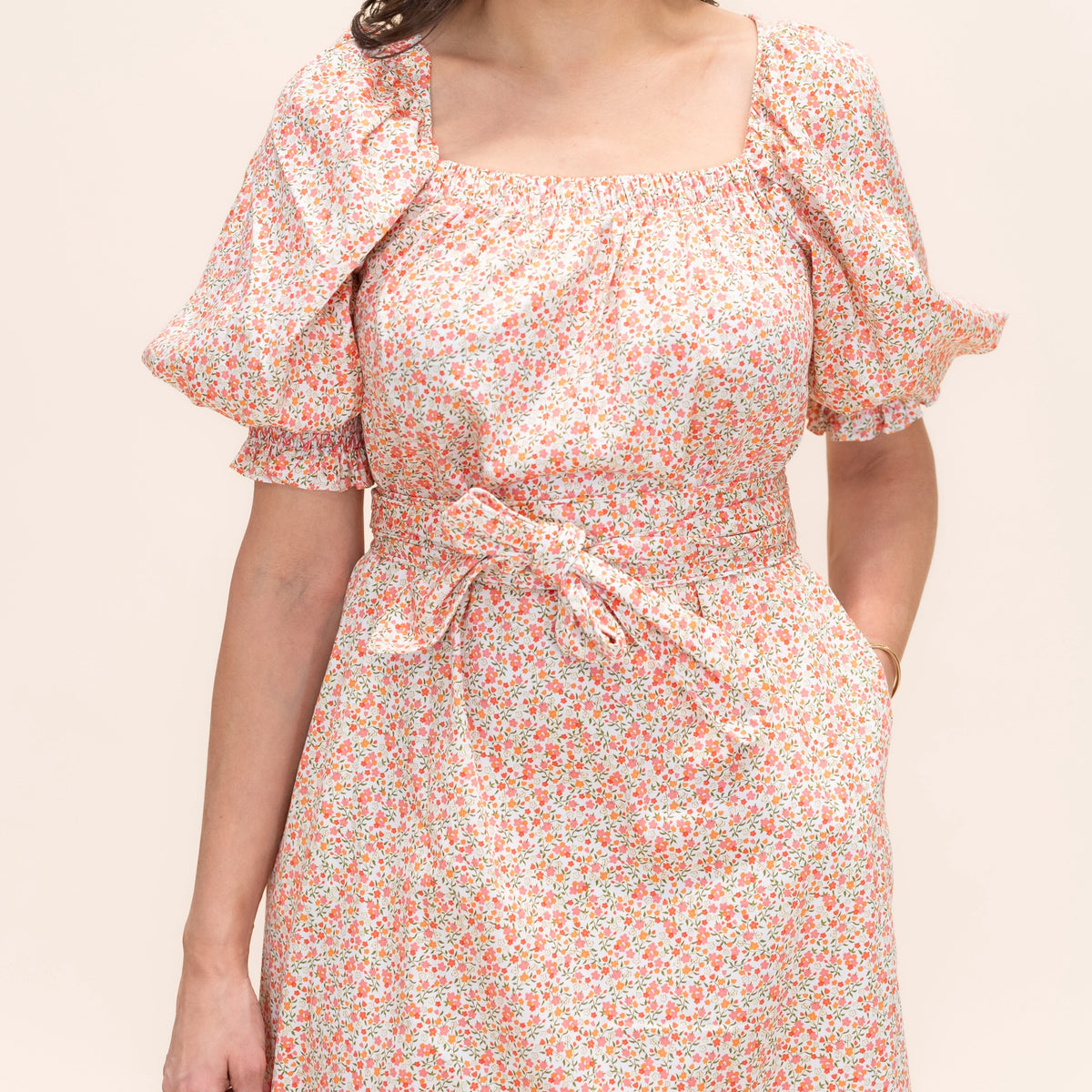 Women’s Bonjour Dress in Peach Floral