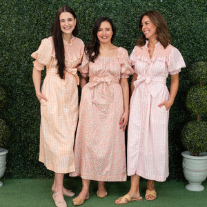 Women’s Gen Dress - Pink Gingham/ Peach