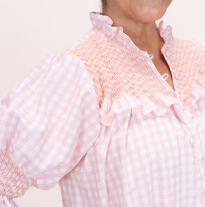 Women’s Gen Dress - Pink Gingham/ Peach