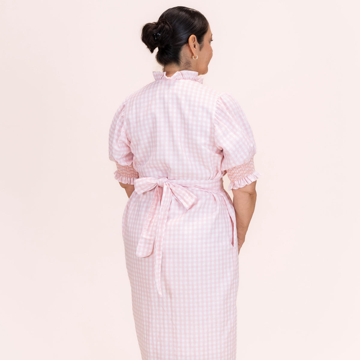 Women’s Gen Dress - Pink Gingham/ Peach