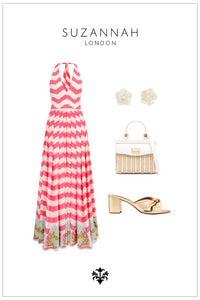 Palm Beach Halter Dress Pink Chevron