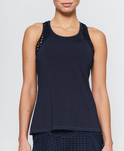Pointelle Trim Tank Short in Navy