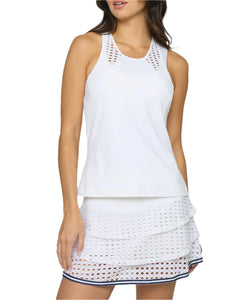 Pointelle Trim Tank Short in White