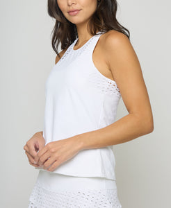 Pointelle Trim Tank Short in White