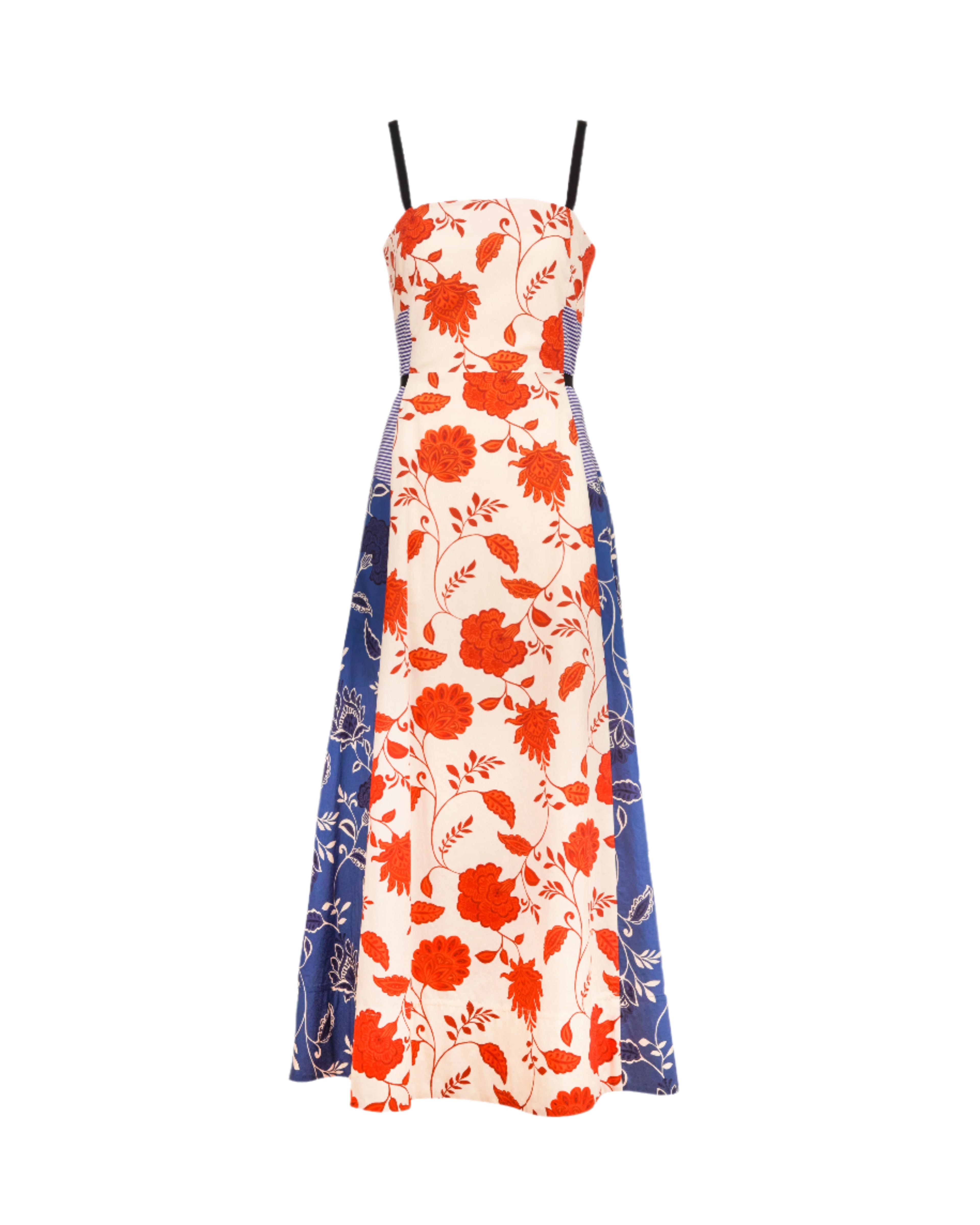 Tavira Dress in Cream & Tomato Stripe