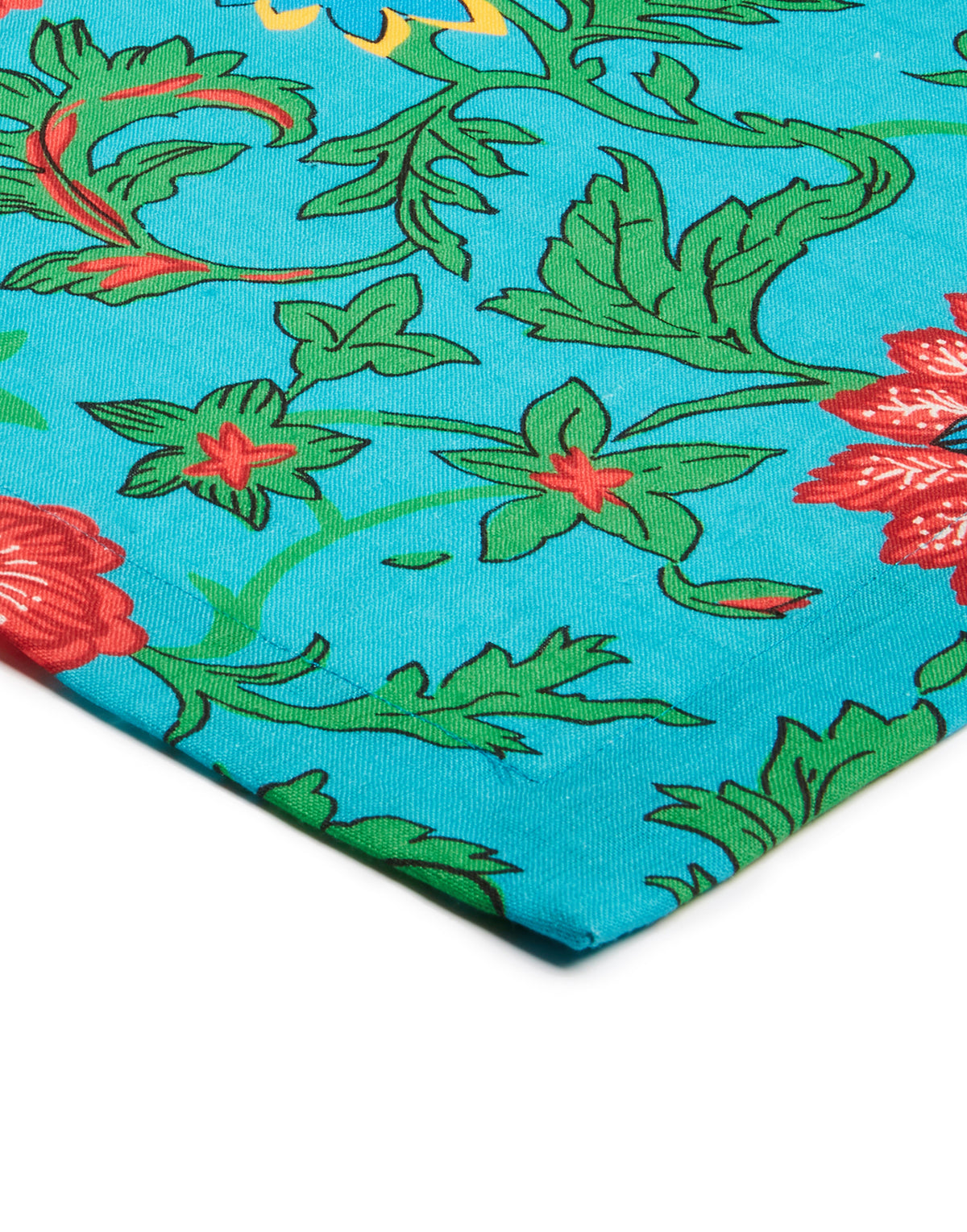 Tablecloth in Dragon Flower Turquoise