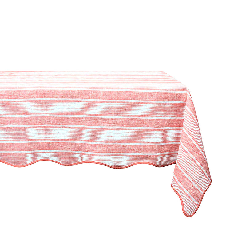 Cabana Stripe 60" x 120" Tablecloth in Coral