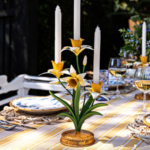 Meadow Walk Daffodil 14" Centerpiece Candelabra in Yellow