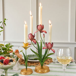 Meadow Walk Iris 14" Centerpiece Candelabra in Pink