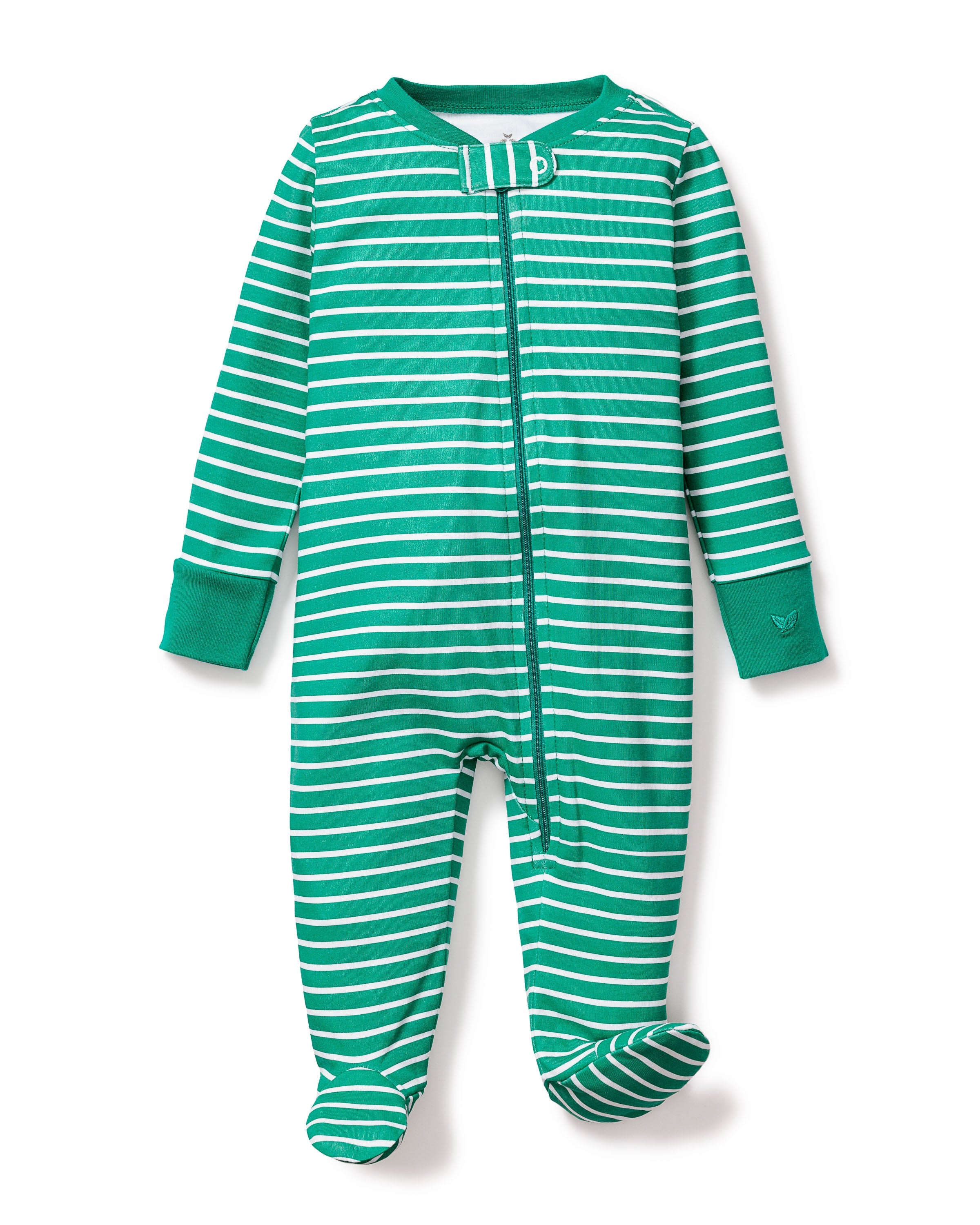 Baby’s Pima Snug Fit Romper in Green Stripe