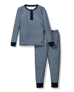 Kid’s Pima Snug Fit Pajama Set in Navy Stripe