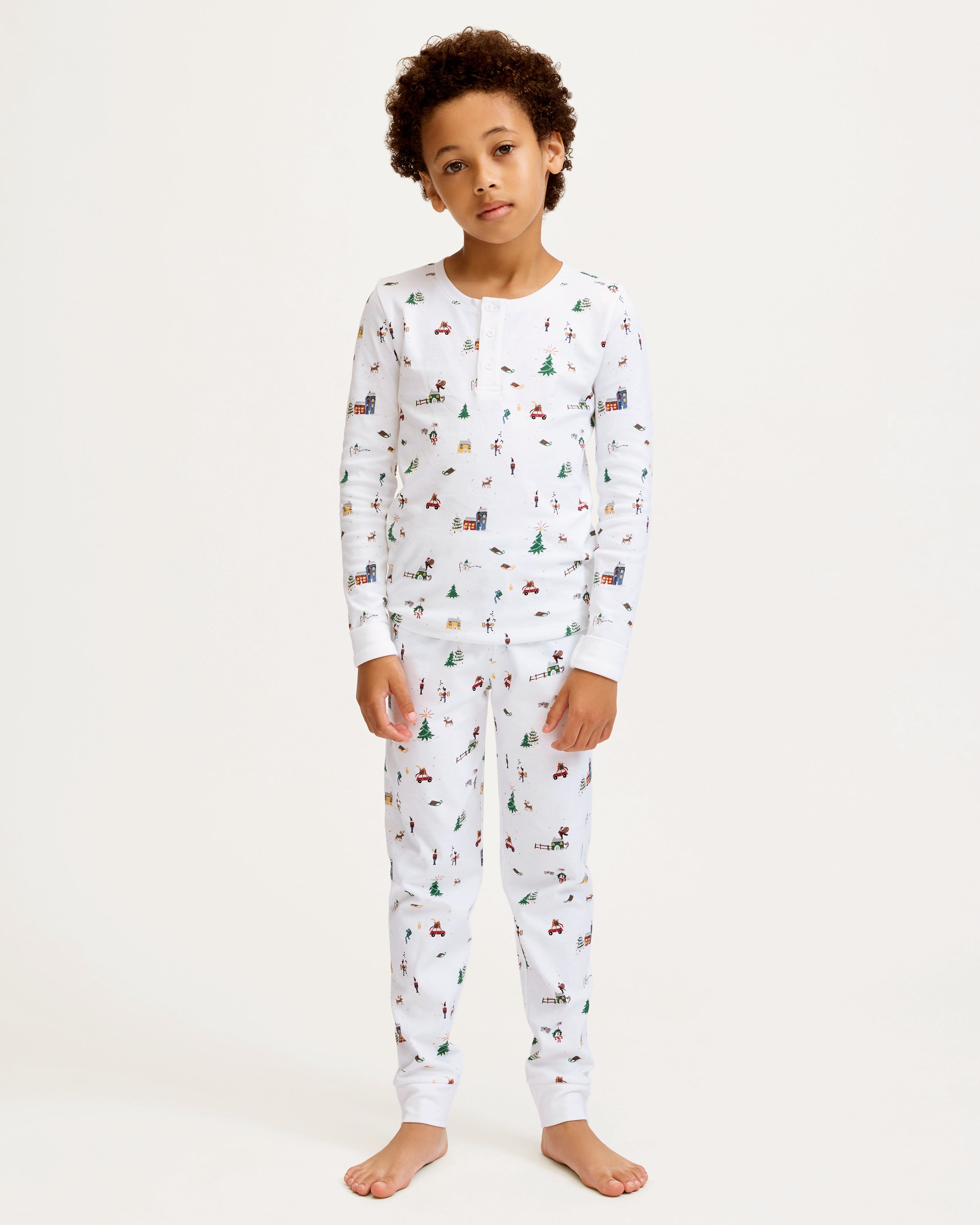 Kid’s Pima Snug Fit Pajama Set in Holiday Town