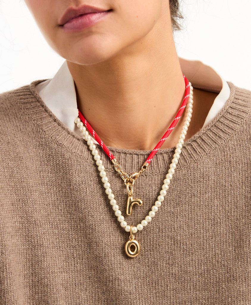The Happy Cord Charm Necklace in Red