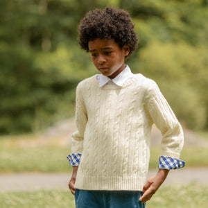 Classic Cable Knit Sweater in 8th Street Ivory