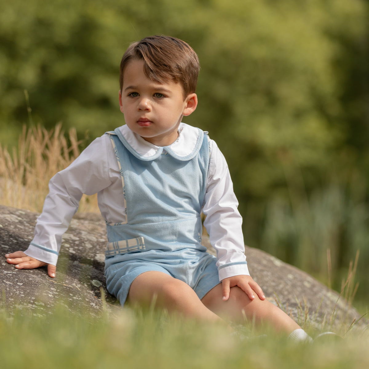 James Henry Jon Jon in Bay Tree Blue Velvet